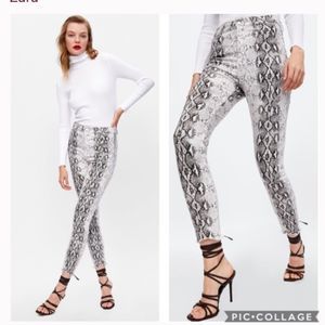 Zara High Waist Snake Print Skinny Jeans